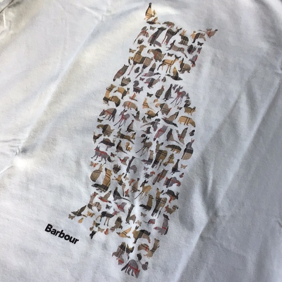 Barbour White Fitted T-Shirt with Owl Graphic 6 - Picture 5 of 8